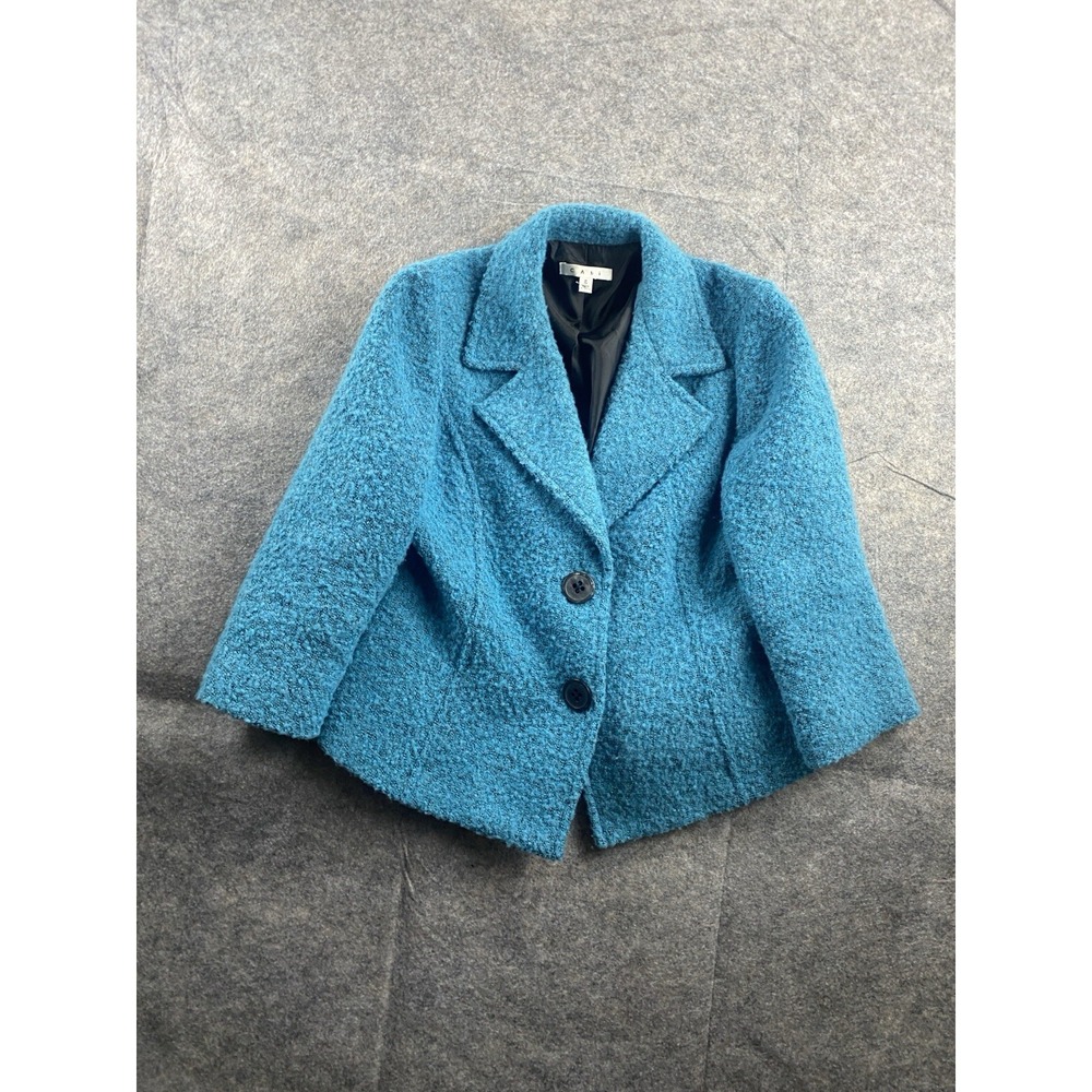 CAbi Blazer Women's 6 Blue Lined Cropped Single-Breasted Jacket Preppy 2000s VTG